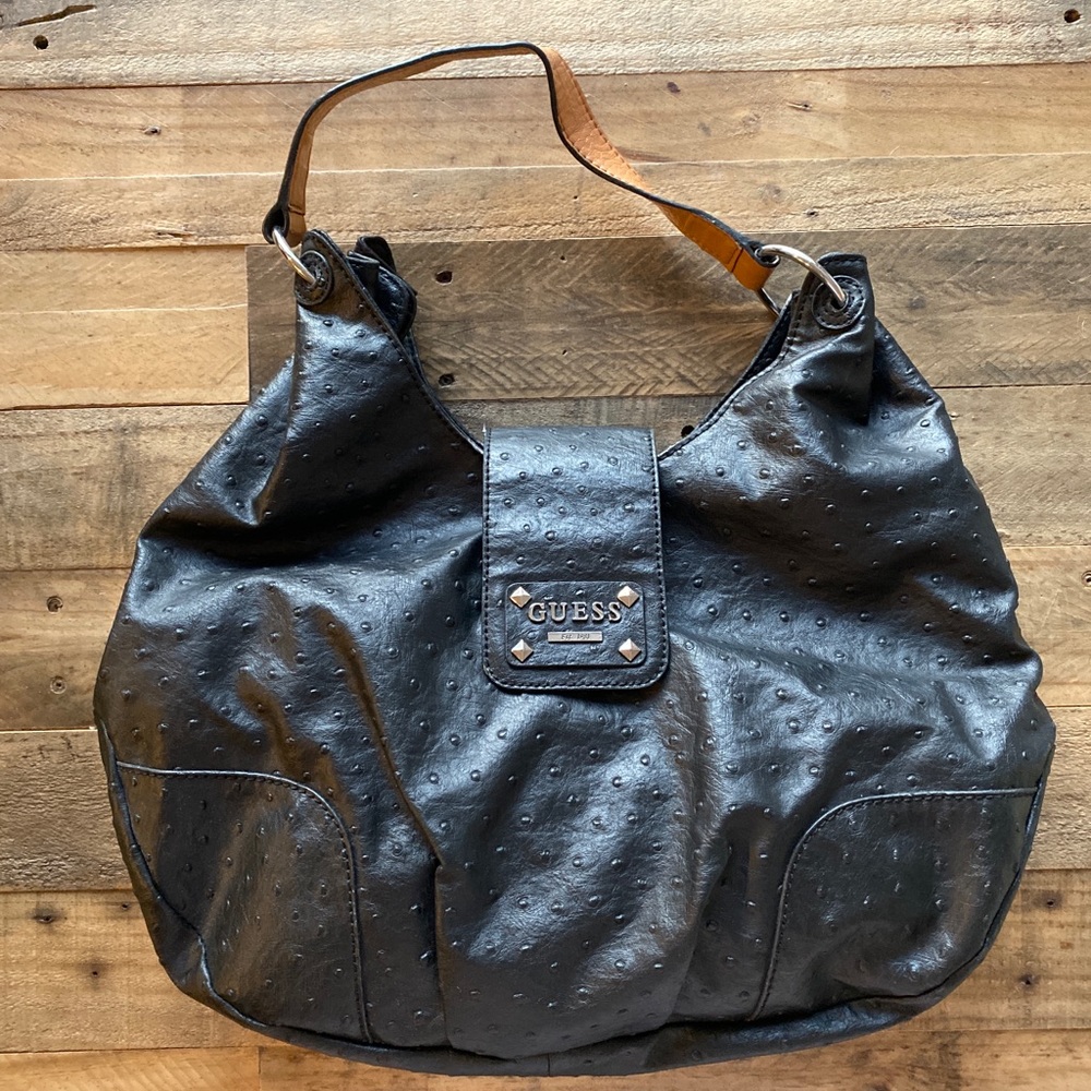 Guess Faux Ostrich Hobo